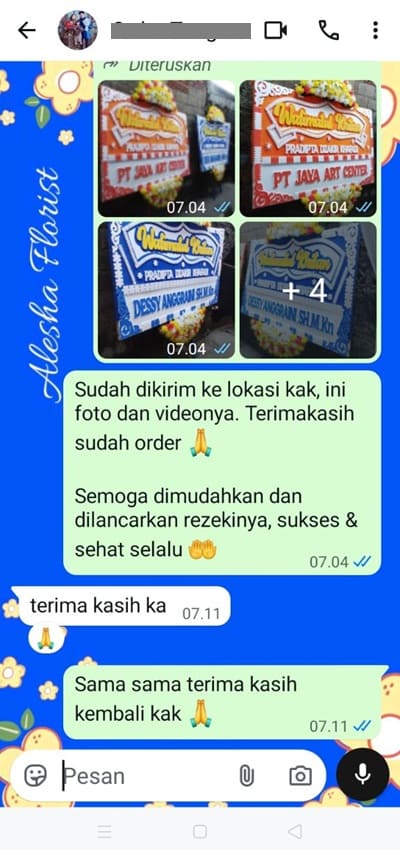 Testimoni pengiriman bunga grand opening Bogor