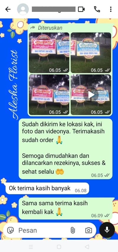 Testimoni pengiriman karangan bunga Bogor