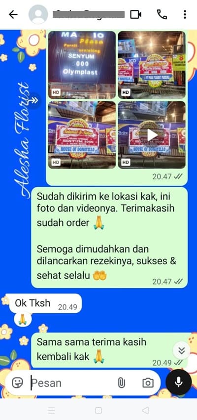 Testimoni pengiriman karangan bunga di Bogor