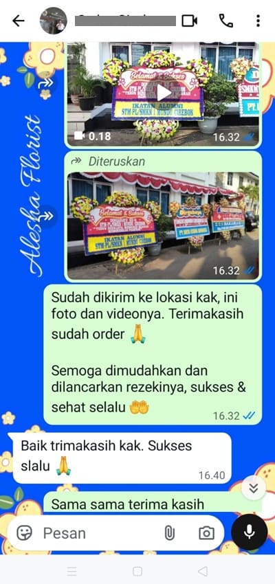 Testimoni pengiriman karangan bunga papan Bogor